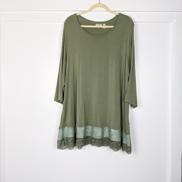 Logo by Lori Goldstein Green Lace Tunic Top - Picture 1 of 5